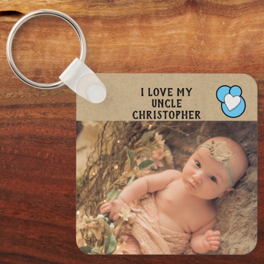 私は私の叔父の名前の写真の青の両面が大好き キーホルダー (正面)