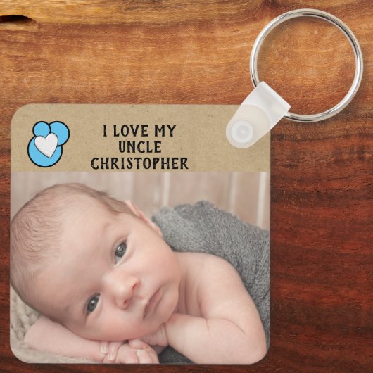 私は私の叔父の名前の写真の青の両面が大好き キーホルダー (裏面)