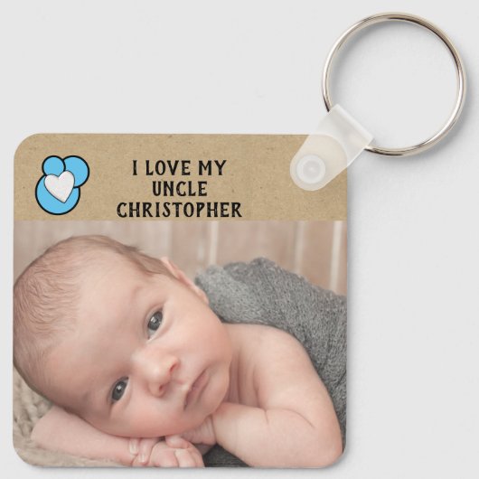 私は私の叔父の名前の写真の青の両面が大好き キーホルダー (裏面)