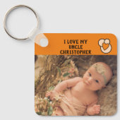 私は私の叔父の名前の写真オレンジ色の愛のハート キーホルダー (正面)
