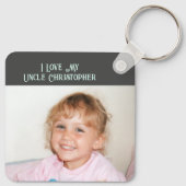 私は私の叔父を愛する名前の写真を緑のグレー キーホルダー (裏面)