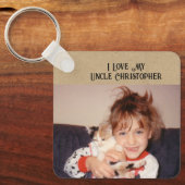 私は私の叔父を愛する名前の写真を追加茶色の桃 キーホルダー (正面)