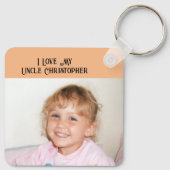 私は私の叔父を愛する名前の写真を追加茶色の桃 キーホルダー (裏面)