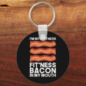 私は私の口の中でフィットネスベーコンにTシャツBbq肉 キーホルダー (正面)