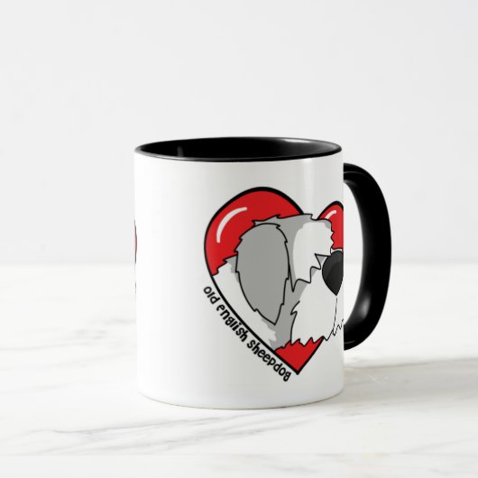 私は私の古い英国の牧羊犬のマグを愛します マグカップ (正面右)