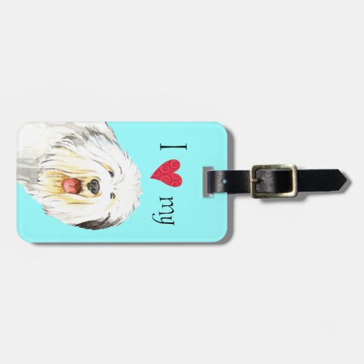 私は私の古い英国の牧羊犬を愛します ラゲッジタグ (正面横)