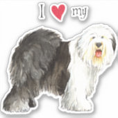 私は私の古い英語シェプドッグのビニールステッカーが大好き シール (正面)