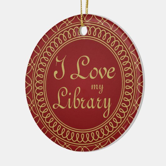 私は私の図書館の華美なオーナメントの司書のギフトを愛します セラミックオーナメント (左)
