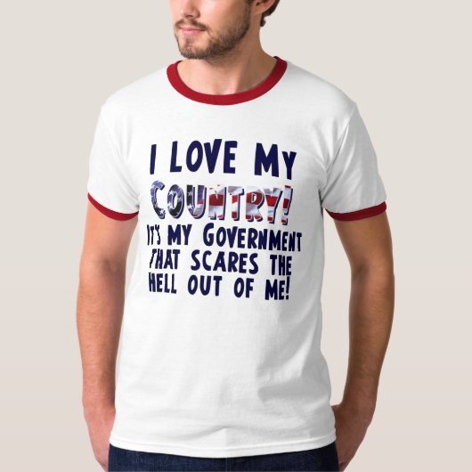 私は私の国-反オバマ--を愛します Tシャツ (正面)