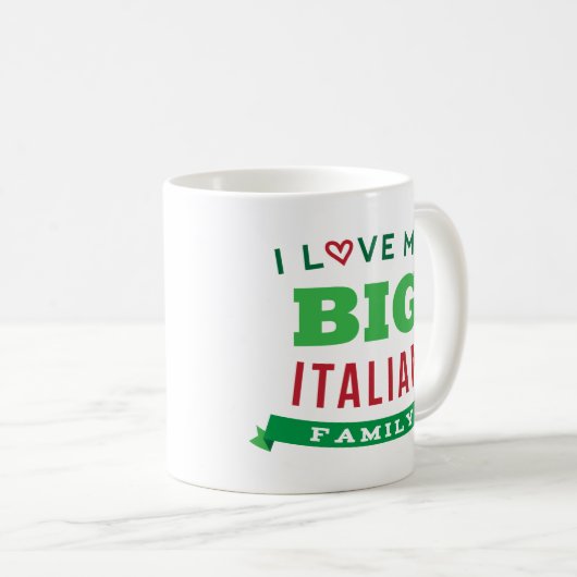 私は私の大きくイタリアンな家族会のTシャツのアイディアを愛します コーヒーマグカップ (正面右)