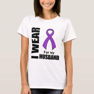 私は私の夫のための紫色のリボンを身に着けています Tシャツ