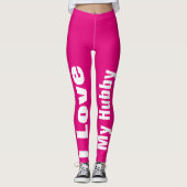 私は私の夫のピンクの白くかわいくガーリーな上品を愛します レギンス (正面)