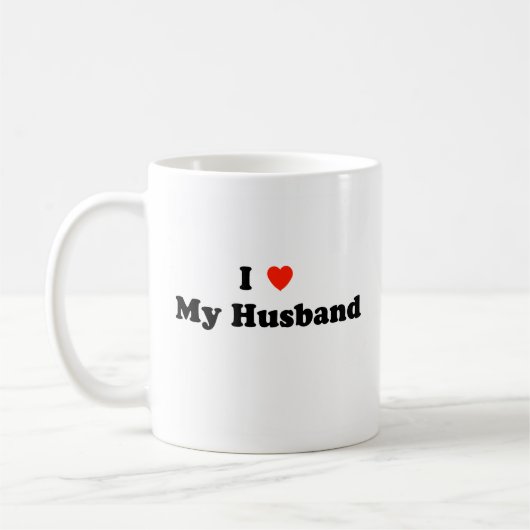 私は私の夫のマグを愛します コーヒーマグカップ (左)
