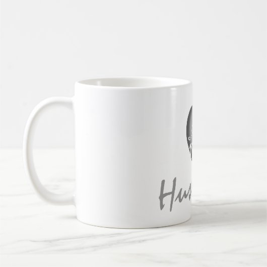 私は私の夫の黒く及び白いハートのマグを愛します コーヒーマグカップ (左)