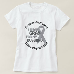 私は私の夫サポート糖尿病Awarのための灰色を身に着けています Tシャツ