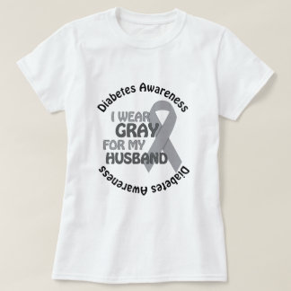私は私の夫サポート糖尿病Awarのための灰色を身に着けています Tシャツ