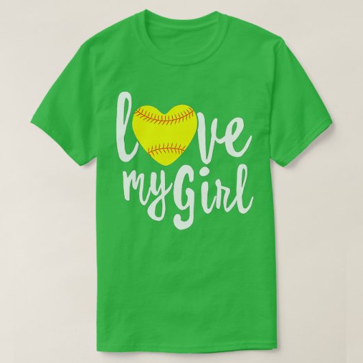 私は私の女の子の母ソフトボールかわいいソフトボール母が大好き Tシャツ (デザイン正面)