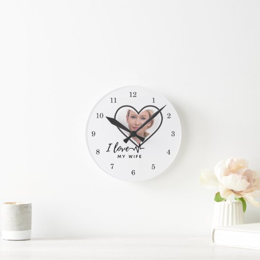 私は私の妻の写真のギフトを愛最高のす – 友人カスタム友 ラウンド壁時計 (ホーム)