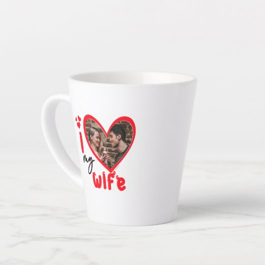 私は私の妻の写真ギフトラテマグカップ カフェラテマグ (左アングル)