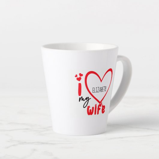 私は私の妻の写真ギフトラテマグカップ カフェラテマグ (右アングル)