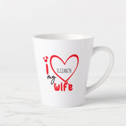私は私の妻の写真ギフトラテマグカップ カフェラテマグ (右)