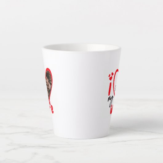 私は私の妻の写真ギフトラテマグカップ カフェラテマグ (正面)