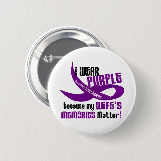 私は私の妻の記憶33のための紫色を身に着けています 缶バッジ (正面&裏面)