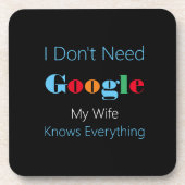 私は私の妻は全てを知っているグーグルを必要としない コースター (正面)
