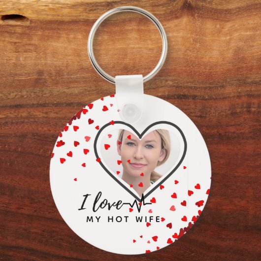 私は私の妻を愛してい最高のる – 友人パーソナライズされた写真 キーホルダー (正面)