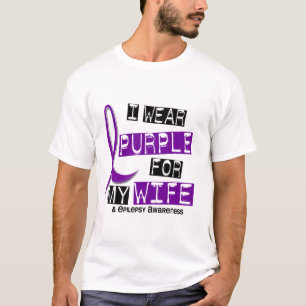 私は私の妻37の癲癇のための紫色を身に着けています Tシャツ
