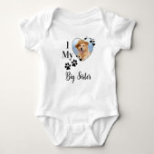 私は私の姉の写真カスタムペット犬の恋人が大好き ベビーボディスーツ (正面)