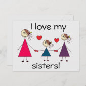 私は私の姉妹が大好き可愛い姉妹の愛 ポストカード (正面/裏面)
