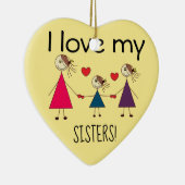 私は私の姉妹のかわいいハート形を愛します セラミックオーナメント (右)