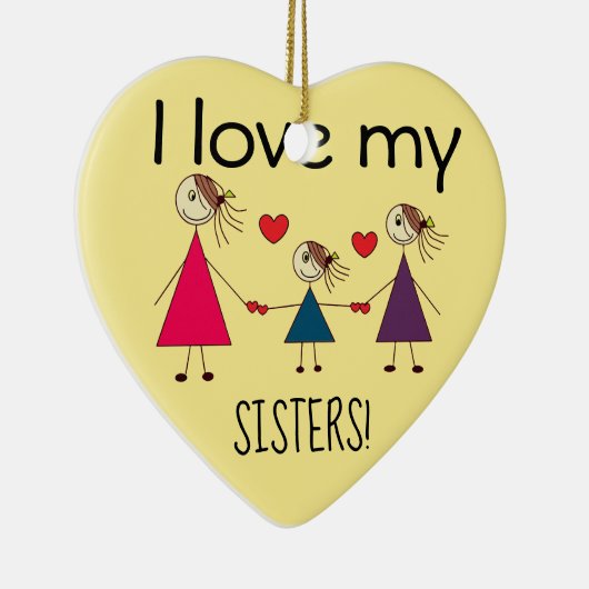 私は私の姉妹のかわいいハート形を愛します セラミックオーナメント (右)