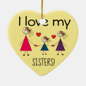 私は私の姉妹のかわいいハート形を愛します セラミックオーナメント (裏面)