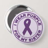 私は私の姉妹のための紫色を身に着けています 缶バッジ (正面&裏面)
