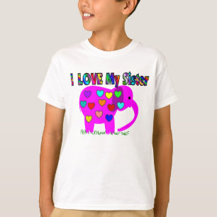 私は私の姉妹のピンク象を愛します Tシャツ