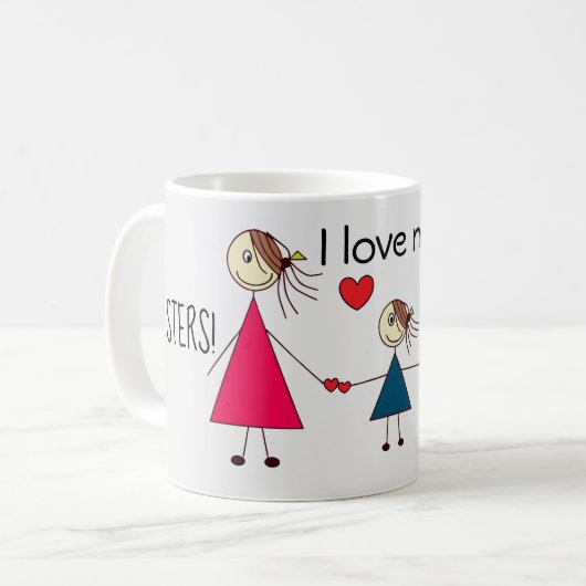 私は私の姉妹の愛らしい棒の姉妹を愛します コーヒーマグカップ (正面左)