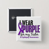 私は私の姉妹10の癲癇のための紫色を身に着けています 缶バッジ (正面&裏面)