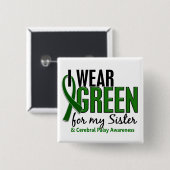 私は私の姉妹10の脳性麻痺のための緑を身に着けています 缶バッジ (正面&裏面)