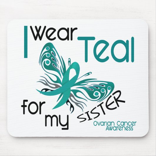 私は私の姉妹45の卵巣癌のためのティール（緑がかった色）を身に着けています マウスパッド (正面)