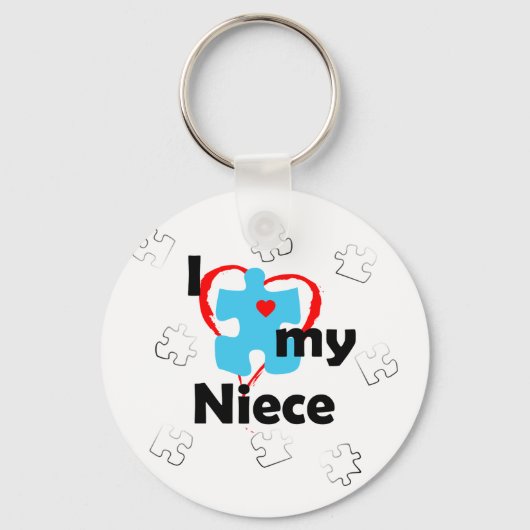 私は私の姪を愛する – 自閉症 キーホルダー (正面)