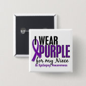 私は私の姪10の癲癇のための紫色を身に着けています 缶バッジ (正面&裏面)