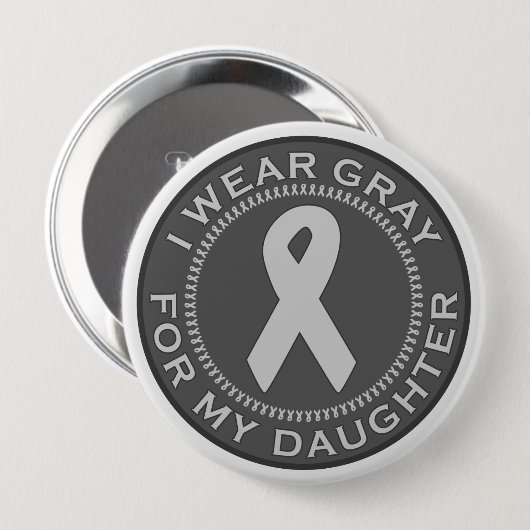 私は私の娘のための灰色を身に着けています 缶バッジ (正面&裏面)