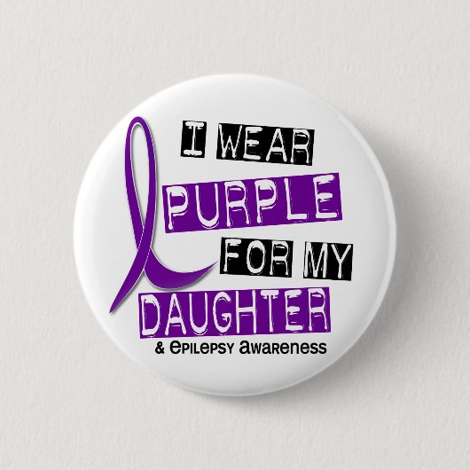私は私の娘37の癲癇のための紫色を身に着けています 缶バッジ (正面)