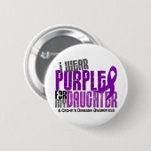 私は私の娘6のクローン病のための紫色を身に着けています 缶バッジ (正面&裏面)