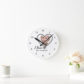私は私の婚約者が大好きパーソナライズされた-友最高の達かわいい ラウンド壁時計 (ホーム)