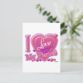 私は私の婚約者ピンク/紫を愛する – ハート ポストカード (スタンド正面)