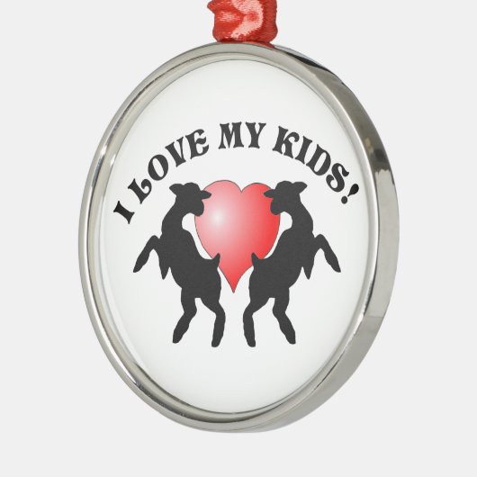 私は私の子供(ヤギ)のクリスマスのオーナメントを愛します メタルオーナメント (左)