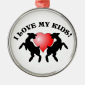 私は私の子供(ヤギ)のクリスマスのオーナメントを愛します メタルオーナメント (正面)